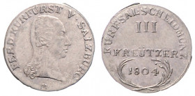 FERDINAND III (1803 - 1806)&nbsp;
3 Kreuzer, 1804, 1,13g, Zöt 3413&nbsp;

VF | EF