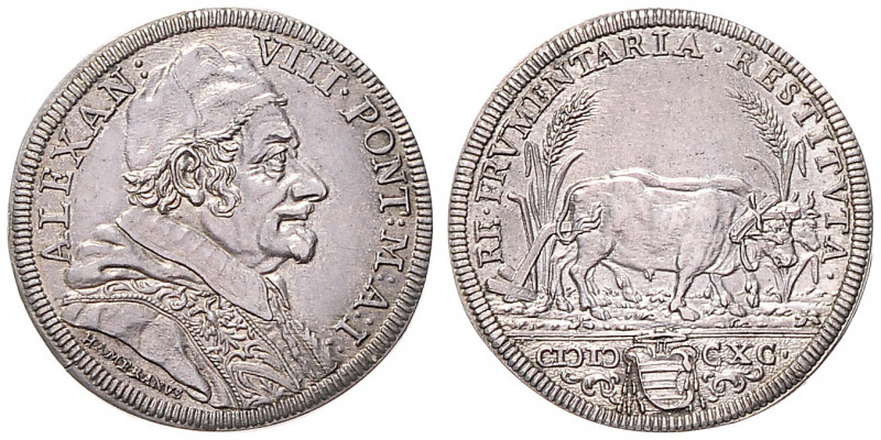 POPE ALEXANDER VIII (1689 - 1691)&nbsp;
Teston, 1690, 9,14g, KM 524&nbsp;

ab...