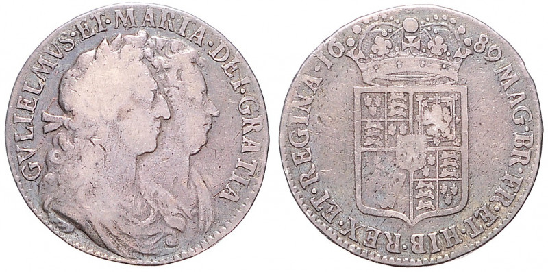 WILLIAM III (1688 - 1702) a Marie&nbsp;
2 1/2 Schilling, 1689, 14,21g, Spink 34...