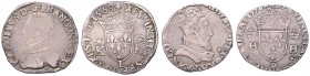 HENRY II (1547 - 1559), CHARLES I (1560 - 1574)&nbsp;
Lot 2 coins - Teston 1552 and 1569, 17,2g&nbsp;

VF | VF