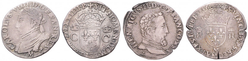 FRANCIS II (1559 - 1560), CHARLES IX (1560 - 1574)&nbsp;
Lot 2 coins - Teston 1...