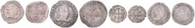 HENRY III (1574 - 1589), HENRY IV (1589 - 1610)&nbsp;
Lot 4 coins - 1 Frank 1578; 1/2 Frank 1589, 1591; 1 Douzain 1594, 27,64g&nbsp;

VF | VF