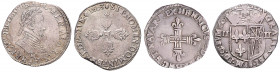 HENRY IV (1589 - 1610)&nbsp;
Lot 3 coins - 1/4 Ecu 1607; 1/2 Franc 1603; Douzain 1593, 18,65g&nbsp;

VF | VF