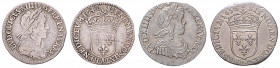 LOUIS XIII (1610 - 1643), LOUIS XIV (1643 - 1715)&nbsp;
Lot 2 coins - 1/10 Ecu (1658); 1/2 Ecu 1642, 4,45g&nbsp;

VF | VF