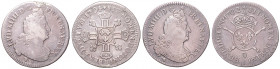 LOUIS XIV (1643 - 1715)&nbsp;
Lot 2 coins - 1/2 Ecu 1702, 1704, 25,6g&nbsp;

VF | VF
