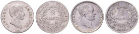 NAPOLEON (1804 - 1814)&nbsp;
Lot 2 coins -2 Frank 1805, 1808, 19,98g&nbsp;

VF | VF