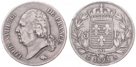 LOUIS XVIII (1814 - 1824)&nbsp;
5 Frank, 1823, 24,7g, KM 711.1&nbsp;

VF | VF