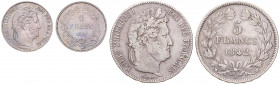 LOUIS PHILIPPE I (1830 - 1848&nbsp;
Lot 2 coins - ) 5 Frank 1842; 1 Frank 1847, 29,65g&nbsp;

VF | VF