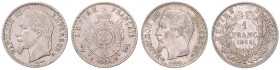 NAPOLEON III (1852 - 1870)&nbsp;
Lot 2 coins - 1 Frank 1855, 1866, 9,98g&nbsp;

VF | VF