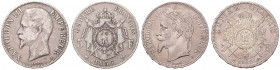 NAPOLEON III (1852 - 1870)&nbsp;
Lot 2 coins - ) 5 Frank 1856, 1868, 49,42g&nbsp;

VF | VF