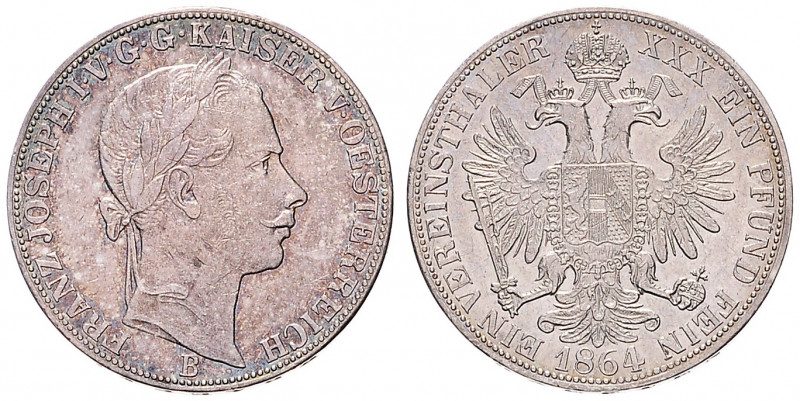 FRANZ JOSEPH I (1848 - 1916)&nbsp;
1 Thaler, 1864, 18,53g, B. Früh 1419&nbsp;
...