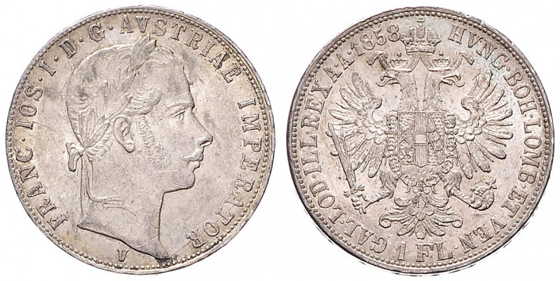 FRANZ JOSEPH I (1848 - 1916)&nbsp;
1 Gulden, 1858, 12,36g, V. Früh 1450&nbsp;
...