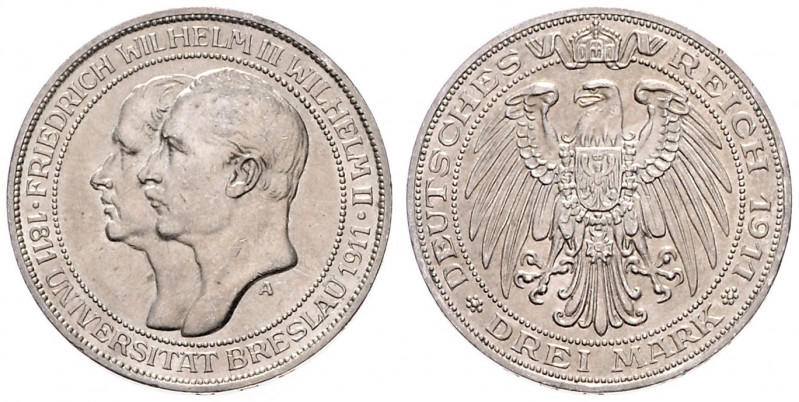 PREUSSEN&nbsp;
3 Mark, 1911, 16,65g, A. Jäg 108&nbsp;

EF | EF