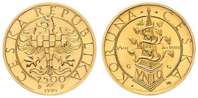 COINS, MEDALS&nbsp;
The CZECH CROWN, a Gold Coin 2 500 CZK with the Motif of a 1620 Thaler of the Moravian Estates, certificate CNB, 1995, 7,77g, Čes...