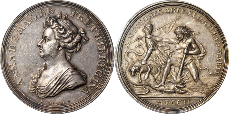 1702 American Treasure Captured at Vigo Medal. Betts-99. Silver. About Uncircula...