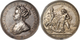 1702 American Treasure Captured at Vigo Medal. Betts-99. Silver. About Uncirculated, repaired. (PCGS)

44.1 mm. 603.0 grains. Plain edge. A rarity a...