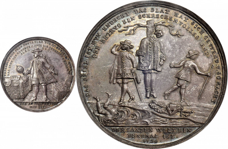 1720 John Law From Riches to Ruin medal. Betts-128. Silver. MS-63 (PCGS).

40....