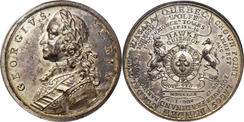 1759 British Victories of 1758 Medal. Betts-418. Silver. MS-62 (PCGS).

44.1 m...
