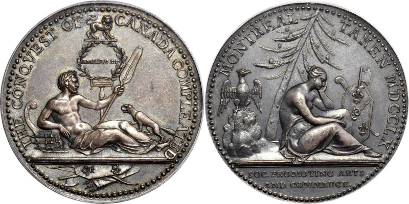 1760 Montreal Taken Medal. Betts-429, Eimer-236. Silver. AU-58 (PCGS).

40.6 m...