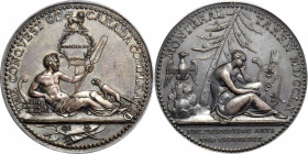 1760 Montreal Taken Medal. Betts-429, Eimer-236. Silver. AU-58 (PCGS).

40.6 mm. 441.3 grains. Plain edge. Even and appealing deep slate gray on the...