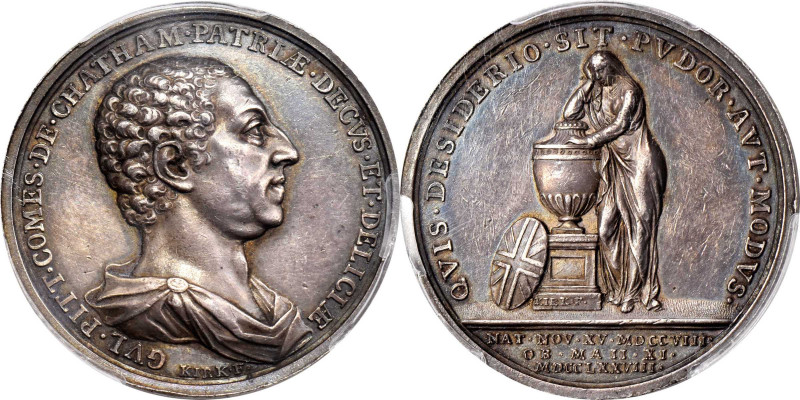 1778 William Pitt Memorial Medal. Betts-523. Silver. AU-58 (PCGS).

37.2 mm. 3...