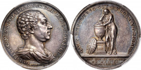1778 William Pitt Memorial Medal. Betts-523. Silver. AU-58 (PCGS).

37.2 mm. 319.9 grains. Lustrous and attractive deep gray with blue and pale viol...