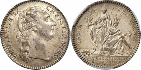 1777 France Prepares to Aid America Jeton. Betts-558. Silver. MS-62 (PCGS).

29.1 mm. 109.6 grains. Reeded edge. Lustrous silver gray with subtle an...