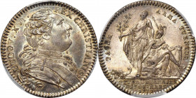 1777 France Prepares to Aid America Jeton. Betts-558. Silver. AU-58 (PCGS).

29.4 mm. 107.9 grains. Reeded edge. Beautifully toned in rose, blue, an...