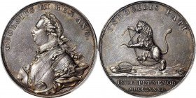 1781 “British Resentment” Medal. Betts-584. Silver. MS-62 (PCGS).

54.1 mm. 685.2 grains. Plain edge, collar mark at 6:00. A distinctive medal in th...