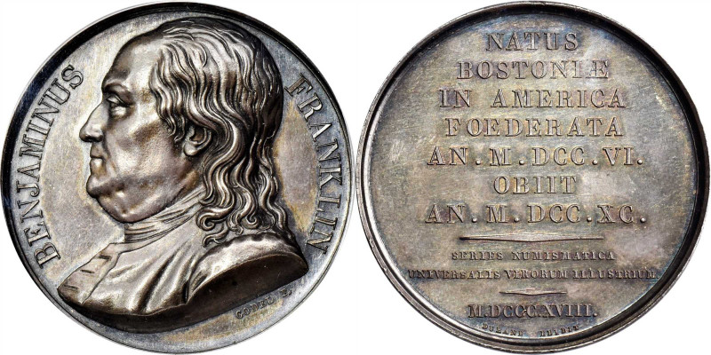 1819 Benjamin Franklin Series Numismatica Medal. Greenslet GM-43. Silver SP-63 (...