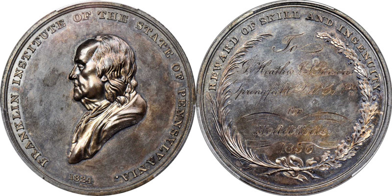 1856 Franklin Institute Award Medal. Julian AM-17, Harkness Pa-45, Greenslet GM-...