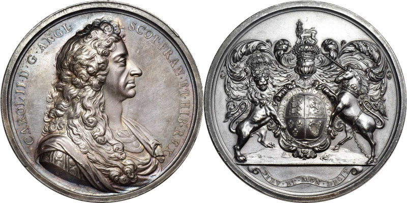 Undated (circa 1683?) Charles II Royal Presentation Medal. Silver. Eimer-267, Me...
