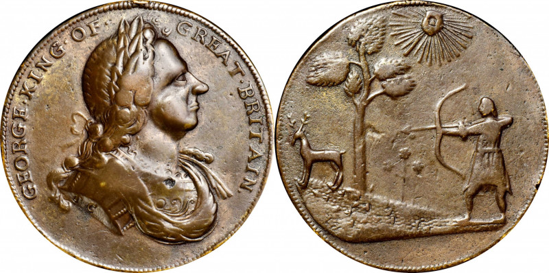 Undated (ca. 1714-60) George I/II Indian Trade medal. Brass. Jamieson-2, Quarcoo...