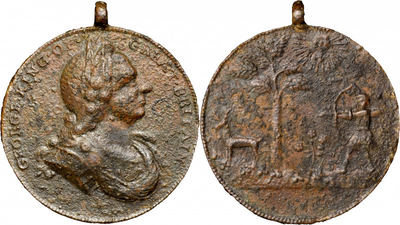 Undated (ca. 1714-60) George I/II Indian Trade medal. Copper or brass. Jamieson-...