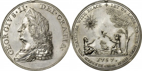"1757" Treaty of Easton or Quaker Indian Peace Medal. Restrike. White Metal. Julian IP-49, Betts-401, Jamieson Fig. 8. Uncirculated Details—Cleaning (...