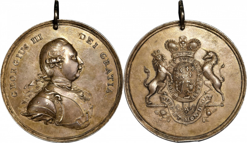 Undated (circa 1776-1814) George III Indian Peace Medal. Struck Solid Silver. La...