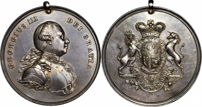Undated (circa 1776-1814) George III Indian Peace Medal. Struck Solid Silver. La...