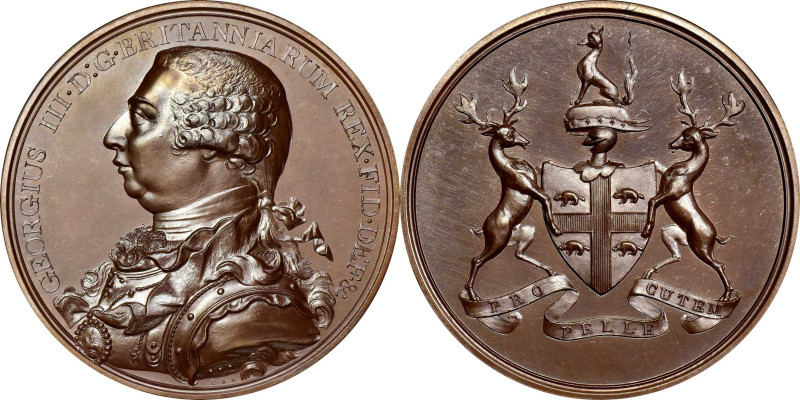 Undated (circa 1820) George III Hudson’s Bay Company Indian Peace Medal. Copper,...