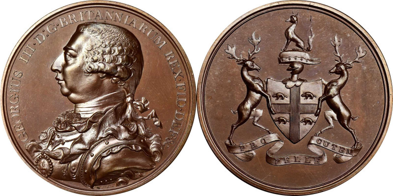 Undated (circa 1820) George III Hudson’s Bay Company Indian Peace Medal. Copper,...