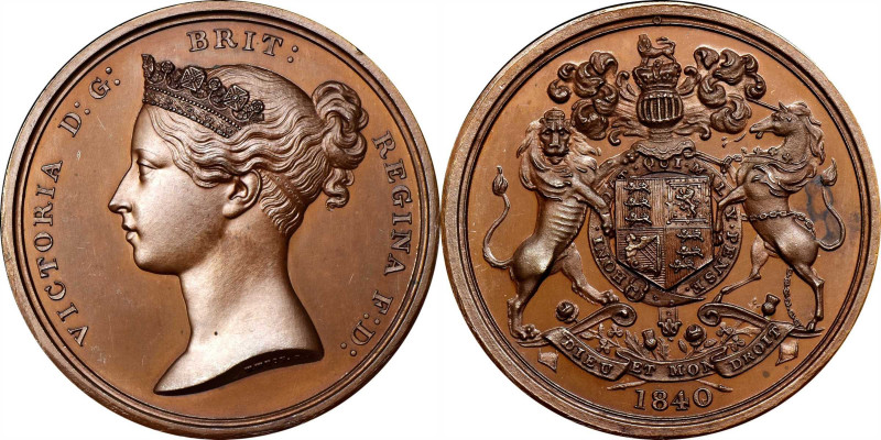1840 Victoria Royal Medal. Copper, Bronzed. Small Size. BHM-1976, Jamieson Fig. ...