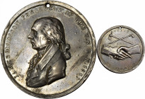 1809 James Madison Indian Peace Medal. Silver. Third Size. Julian IP-7, Prucha-40. Choice Very Fine.

51.2 mm. 889.9 grains. Neatly pierced for susp...