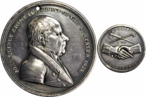 1825 John Quincy Adams Indian Peace Medal. Silver. Third Size. Julian IP-13, Prucha-42. About Uncirculated.

51.1 mm. 1099.6 grains. Neatly pierced ...