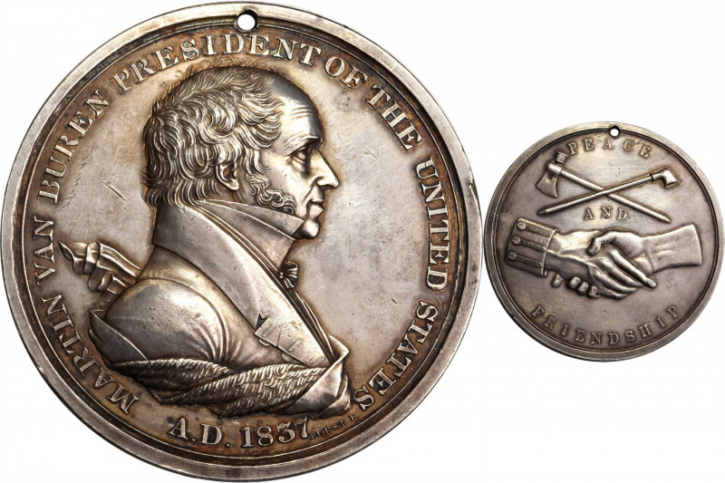 1837 Martin Van Buren Indian Peace Medal. Silver. First Size. Julian IP-17, Pruc...