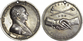 1837 Martin Van Buren Indian Peace Medal. Silver. Second Size. Julian IP-18, Prucha-44. Choice Very Fine.

62.4 mm. 1361.8 grains. Uniform deep stee...