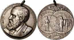Undated (ca. 1890) Benjamin Harrison Indian Peace Medal. Silver. Julian IP-48, Prucha-58. Choice Very Fine.

76.4 mm. 3714.1 grains. Pierced for sus...