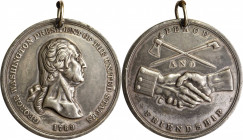 “1789” (early 20th century) George Washington Peace and Friendship medal. White metal, silvered. Julian-Unlisted, Prucha-60, variant.

76.3 mm. 2494...