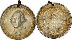 Circa 1890 George Washington Private Indian Peace medal. White Metal. Plain edge. No Periods Reverse. Prucha-64, Musante GW-1148, Baker-173P. Extremel...