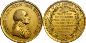 1800 Hero of Freedom medal. Musante GW-81, Baker-79C. Copper, Fire Gilt. MS-62 (PCGS).

38.3 mm. 414.9 grains. Bright somewhat light yellow gold sur...