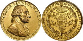 Circa 1800 Westwood medal. Second reverse. Musante GW-83, Baker-80B. Copper, Fire Gilt. MS-62 (PCGS).

40.5 mm. 537.0 grains. Satiny light yellow go...