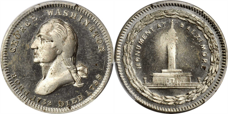 Circa 1855 Washington Monument at Baltimore medal by Robert Lovett, Jr. Musante ...